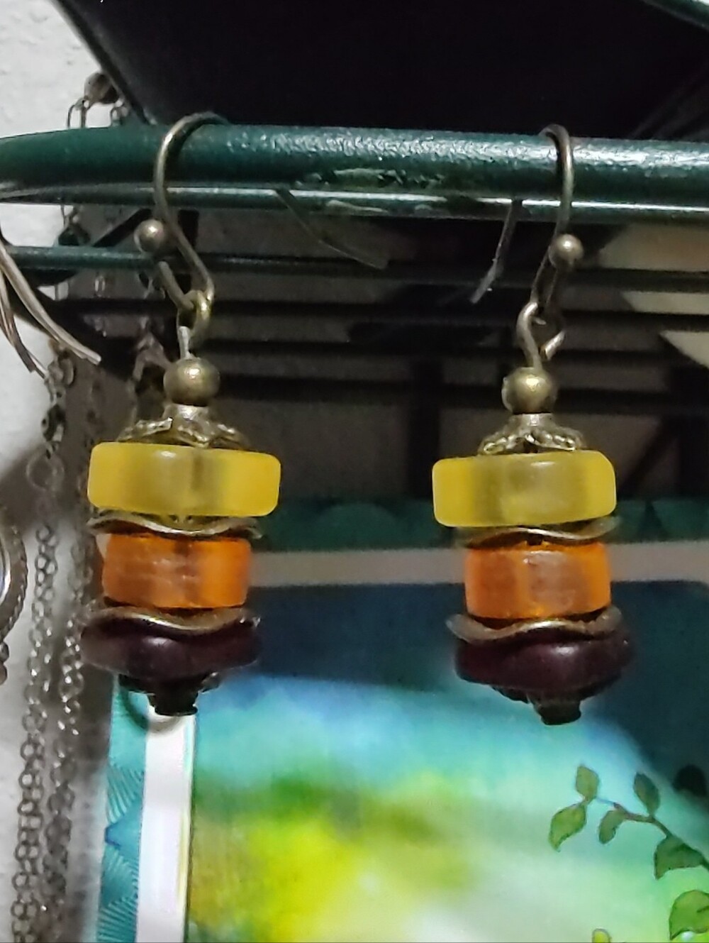 Brass Sea Glass Earrings